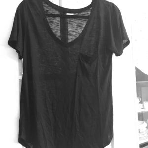 Great Basic Deep V Neck Shirt - Black